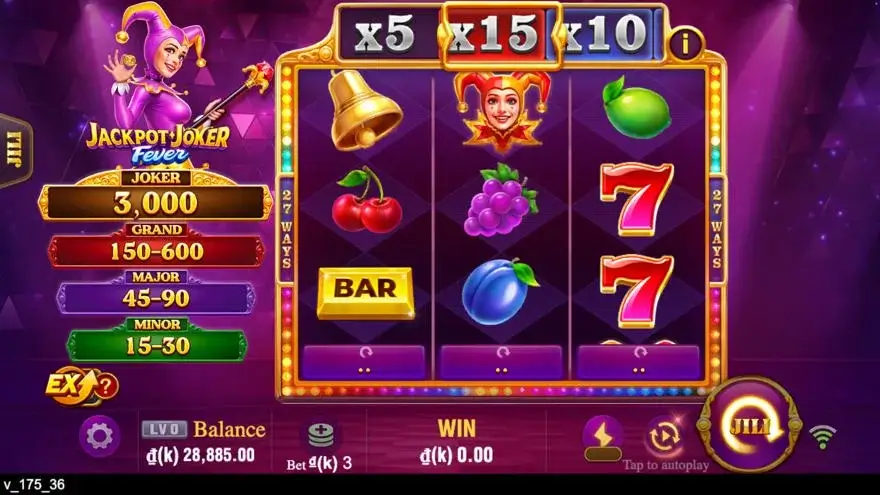 Ảnh màn hình gameplay game Jackpot Joker FEVER (slot JILI) chơi tại LC79